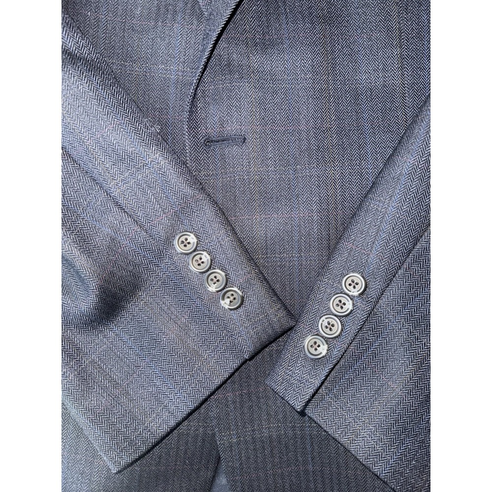 Lauren Ralph Lauren 100% Wool Herringbone Blue Blazer Size 42S - Picture 8 of 16